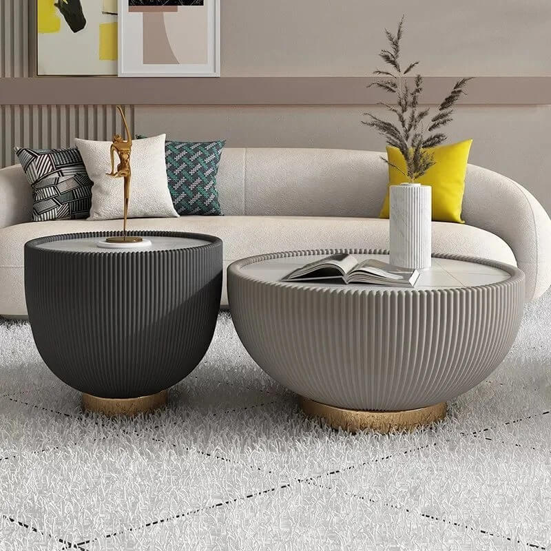 Modern Ribbed Nesting Coffee Table Set