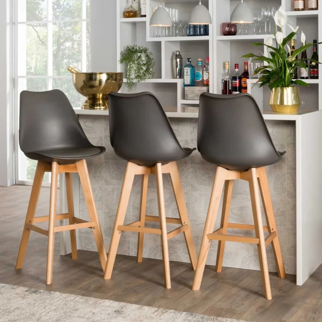 Wooden Leg Kitchen Counter Chair - Image 3