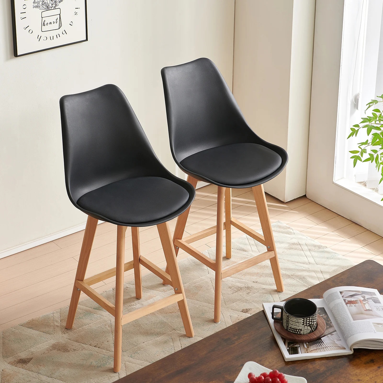 Wooden Leg Kitchen Counter Chair - Image 2