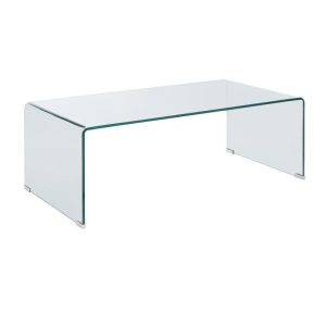 EasyFurn Modern Clear Tempered Glass Coffee Table