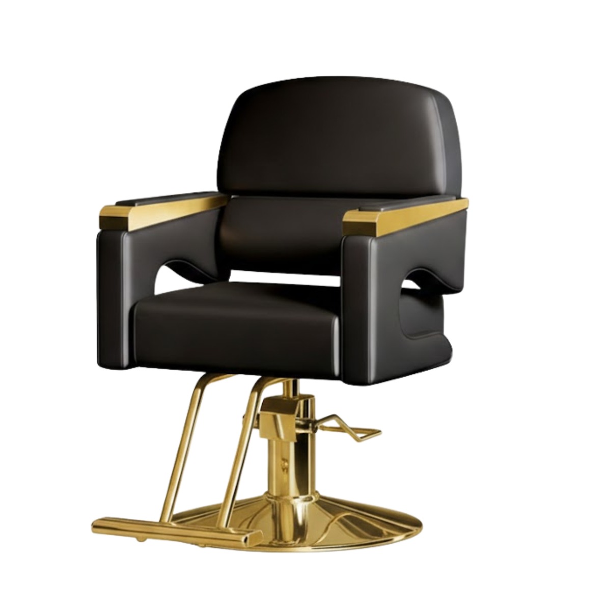 Ergonomic Gold & Black Barber Chair for Barbershops & Salons
