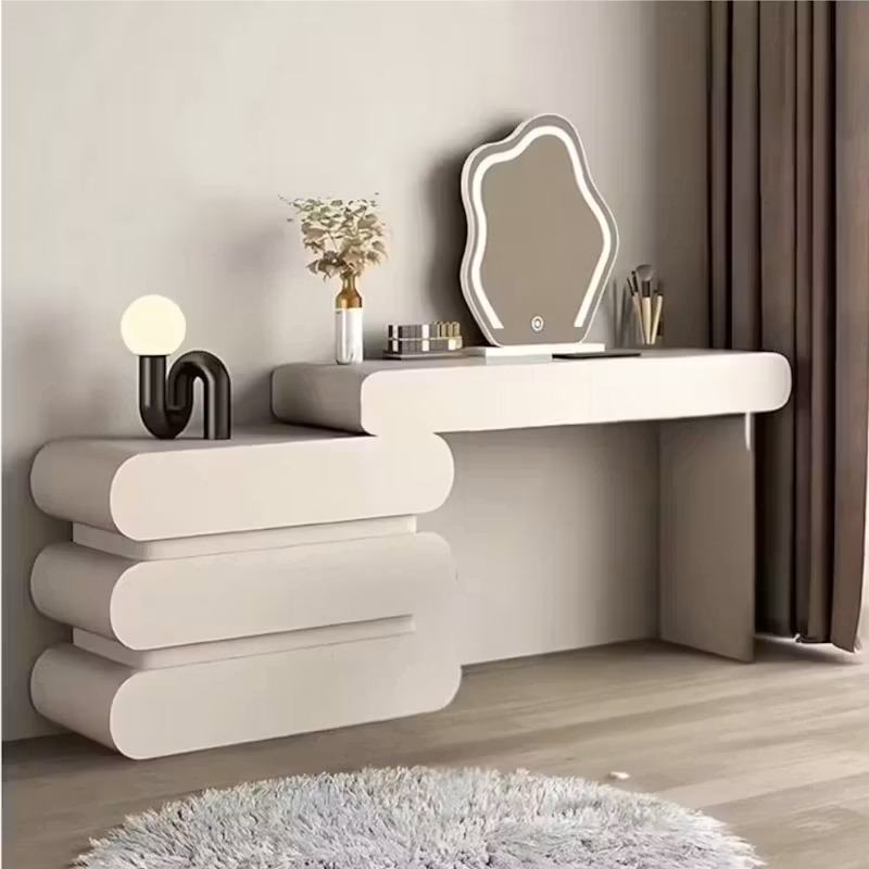Modern Vanity Table with Drawer Storage & Cloud-Shaped Mirror - Image 2