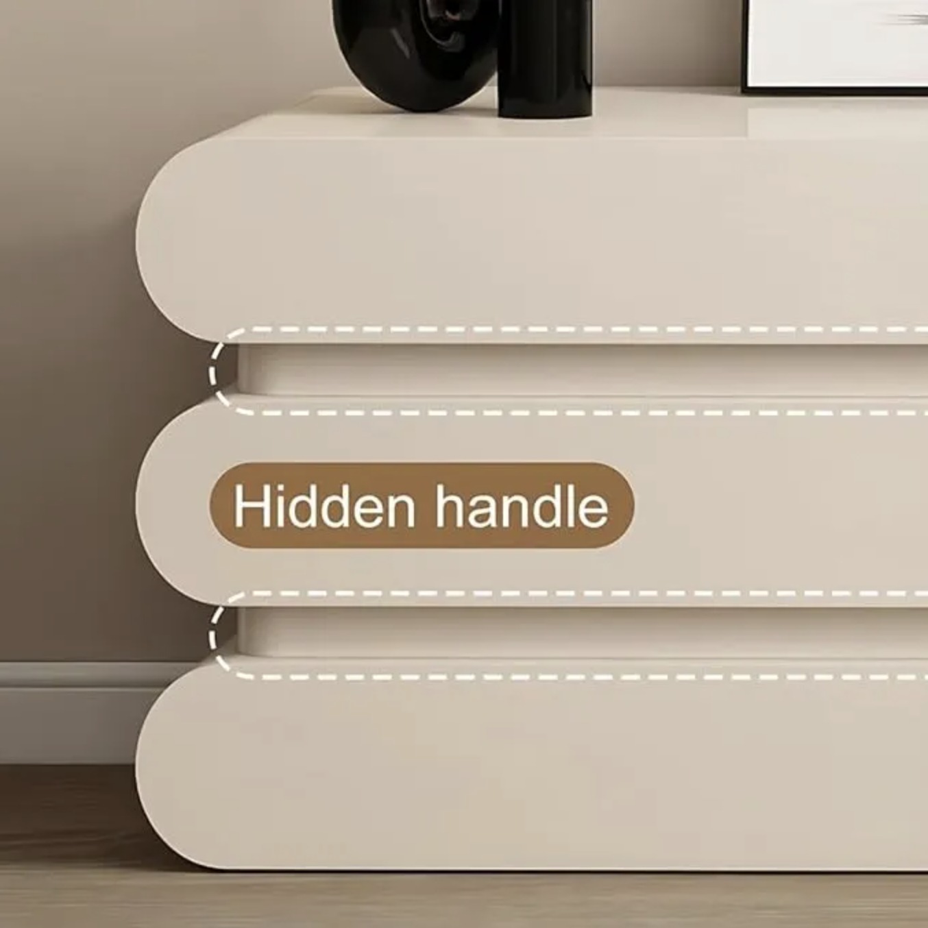 Modern Vanity Table with Drawer Storage & Cloud-Shaped Mirror - Image 3
